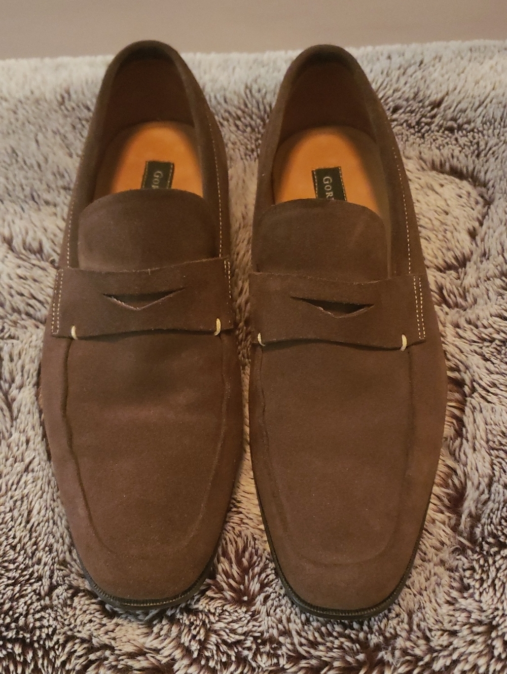 Gordon Rush Men's Dark Brown Suede Penny Loafers